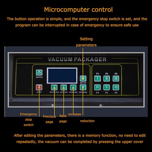 BREVELTION Single Chamber Vacuum Packaging Machine Stainless Steel 110V 900W