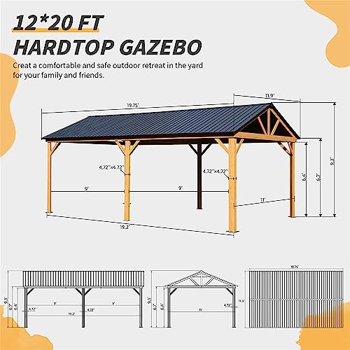 ANTSKU 12'x20' Hardtop Gazebo Yellow Brown