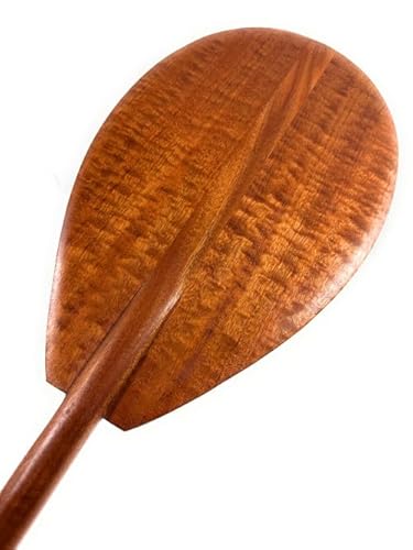 Tikimaster Premium Watermark Curls Koa Paddle Outrigger Canoe 60 in Steersman Traditional Design