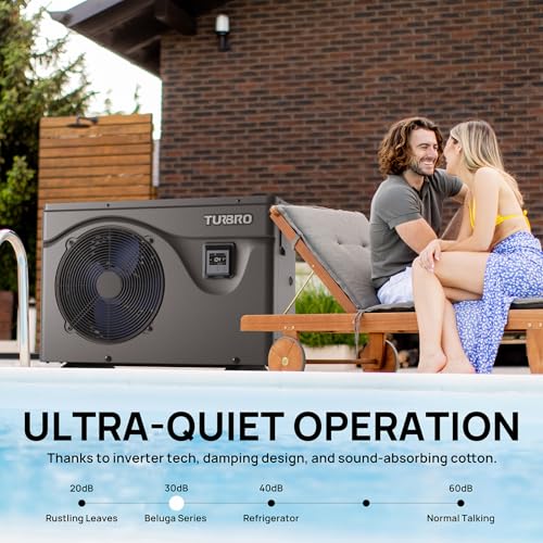 TURBRO Beluga Series 50,000 BTU Pool Heat Pump WiFi Timer Black