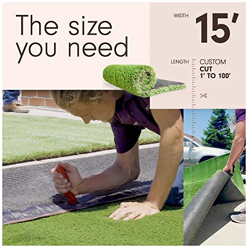 MEGAGRASS 7.5 x 69 Feet Premium Deluxe Realistic Synthetic Turf Rug Green