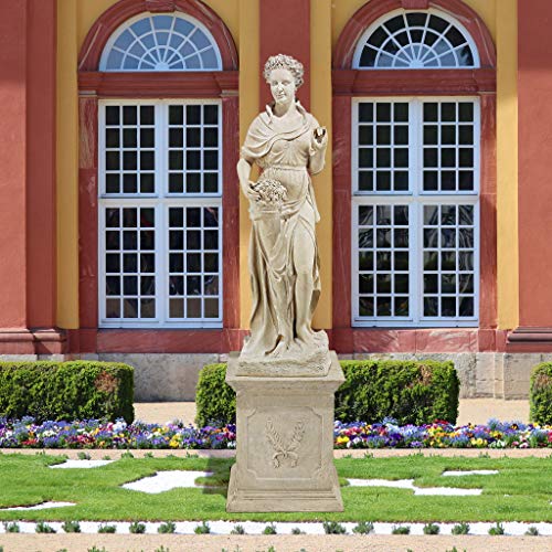 Design Toscano Spring Woman of the Four Seasons Garden Statue & Plinth 89 inch Faux Limestone