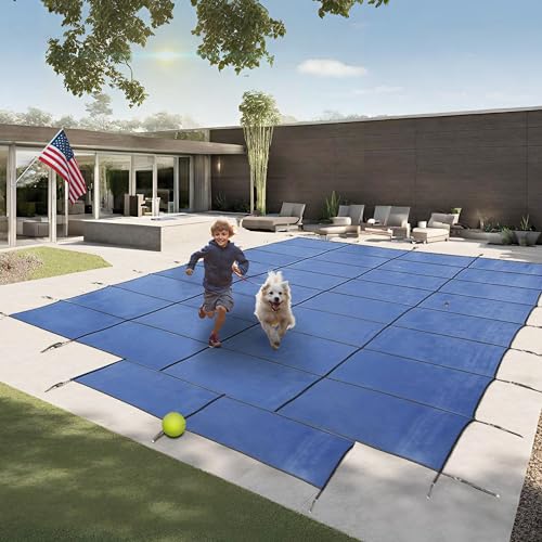 Freetime Fun Mesh Pool Cover 25x45ft Blue 16-Year Warranty