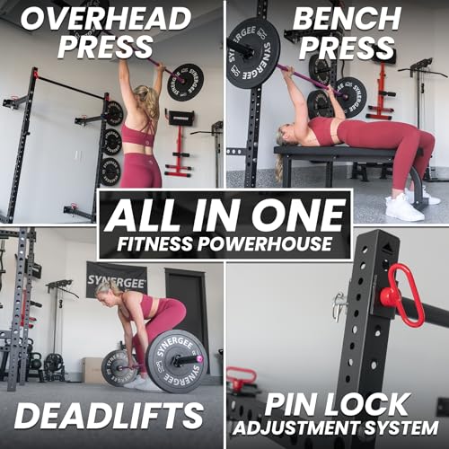 Synergee 2200 Series Folding Squat Rack with J-Cups & Pull Up Bar 95" Tall - 21" Depth