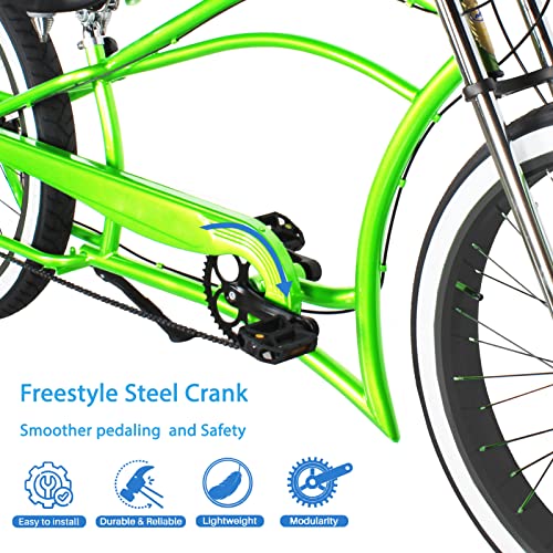 MICARGI Boston GT7 Fat Tire Beach Cruiser Bike 7-Speed Dual Suspension Green