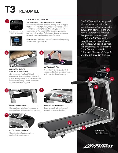 Life Fitness T3 Treadmill with Go Console Gray