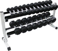 Ader Rubber Dumbbell Set 11 Pairs (2-40lb) w/ 2-Tier 54" Rack and Mat