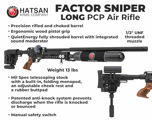 Wearable4U Hatsan Factor Sniper Long .35 Caliber PCP Air Rifle Bundle with Pellets and Targets