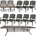 Sunvuepatio Cast Aluminum Patio Dining Set 11 Piece Outdoor Furniture 46"x120" Rectangle Table Desert Bronze