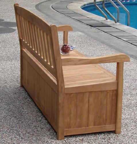 WholesaleTeak 5 Feet Grade A Teak Wood Luxurious Outdoor Garden Bench with Storage Box Teak