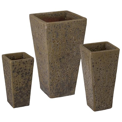 Emissary Bubble Yellow Stoneware Square Planters Set of 3 17in L x 31.5in H