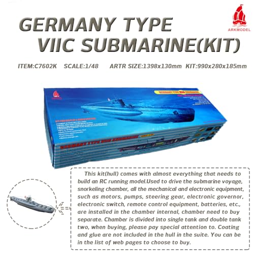HOOBEN ARKMODEL German U-Boat Type VIIC Submarine Model Kit 1:48 Scale Grey