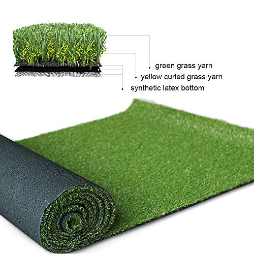 Griclner 0.8inch Synthetic Artificial Grass Turf with Drainage Holes 13FTx82FT