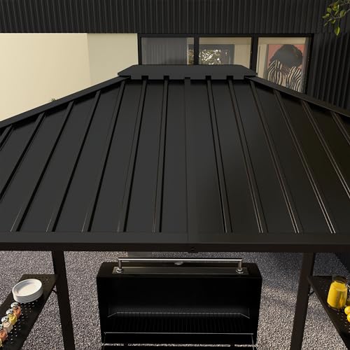 Outsunny 6' x 8' Hardtop Grill Gazebo with Aluminum Frame and Metal Roof Black