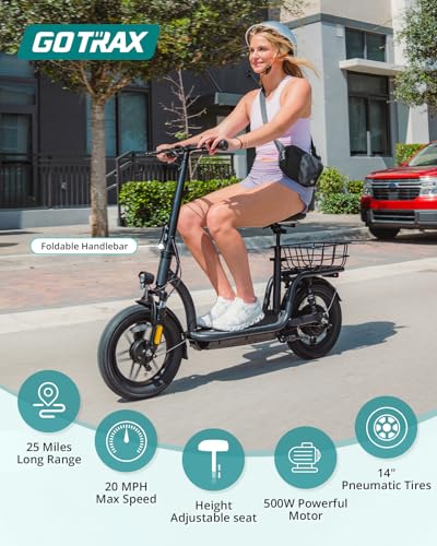 Gotrax FLEX ULTRA Electric Scooter with Seat, 25 Mile Range, 20mph, 500W Motor, Black