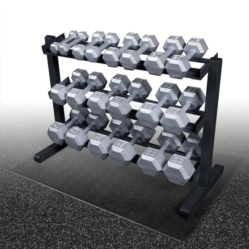 Body-Solid Dumbbell Rack with 5-50 lbs. Hex Set and Mat Grey