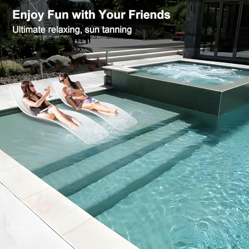 Aqua Blue Pool Lounge Chairs Set of 2 - Fade Resistant Sun Tanning Water Chair - White