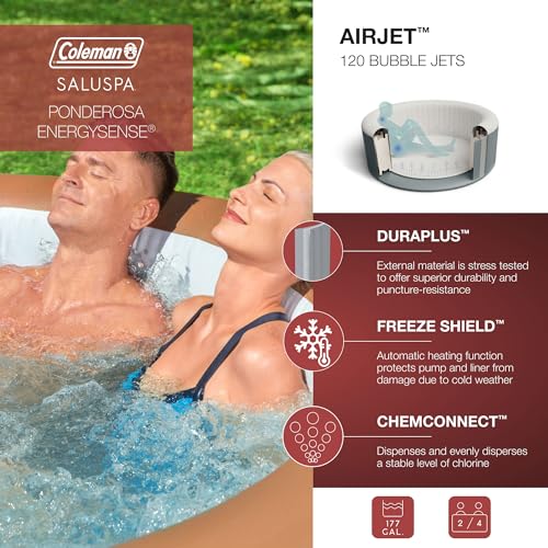 Bestway Coleman Miami AirJet Inflatable Hot Tub with EnergySense Cover Black