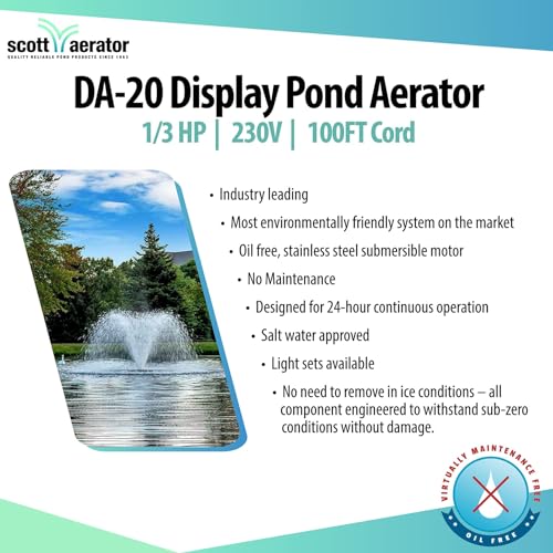 Scott Aerator DA-20 Display Pond Aerator 1/3HP 230V with 100ft Cord