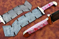 Mega Blades Handmade 18" Damascus Steel Hunting Knife with Resin Handle and Leather Sheath