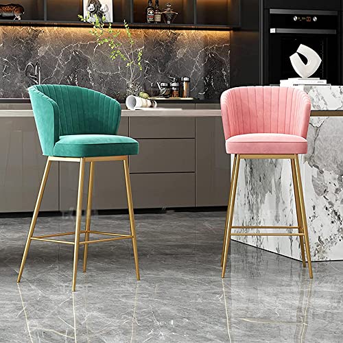IPSU Velvet Breakfast Bar Stools Set of 4 Green