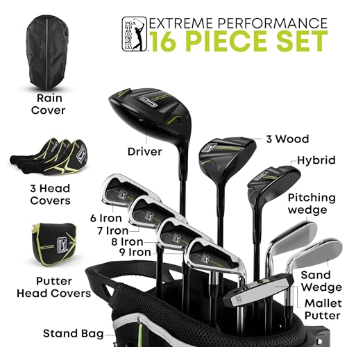 PGA TOUR P1 Extreme 16-Piece Junior Golf Club Set Green/Black