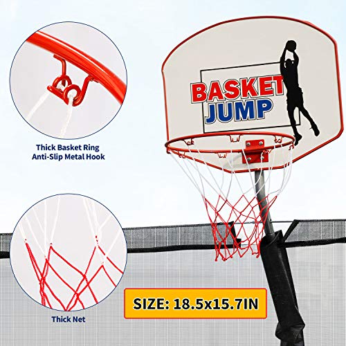 FYU 14FT Trampoline with Basketball Hoop & Safety Enclosure 760 LBS Capacity