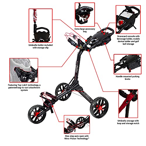 Bag Boy Nitron 3 Wheel Golf Push Cart Black/Red
