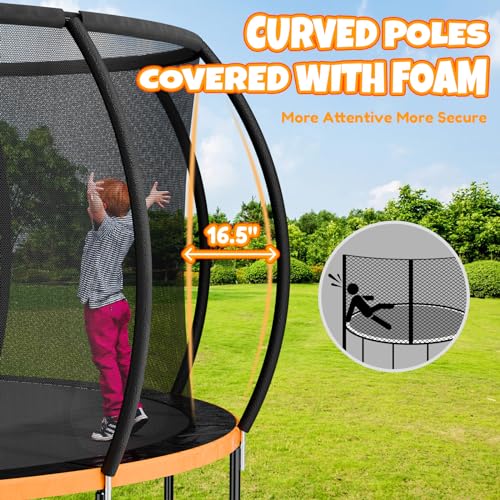 Kiivakii 16FT Trampoline with Basketball Hoop & Sprinkler Orange
