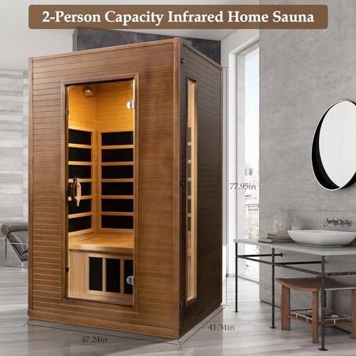 Amocane 2 Person Infrared Sauna Room with Bluetooth and Color Lights