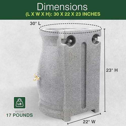 Good Ideas Rain Wizard 50 Gallon Rain Saver Barrel Water Storage Urn with Planter Space and 2 Brass Spigots Oak