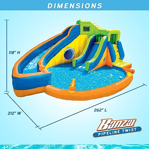 BANZAI Pipeline Twist Kids Inflatable Waterpark Play Center Blue/Yellow/Orange