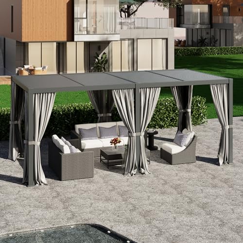 RoyalCraft 10' x 20' Outdoor Adjustable Louvered Pergola Gray