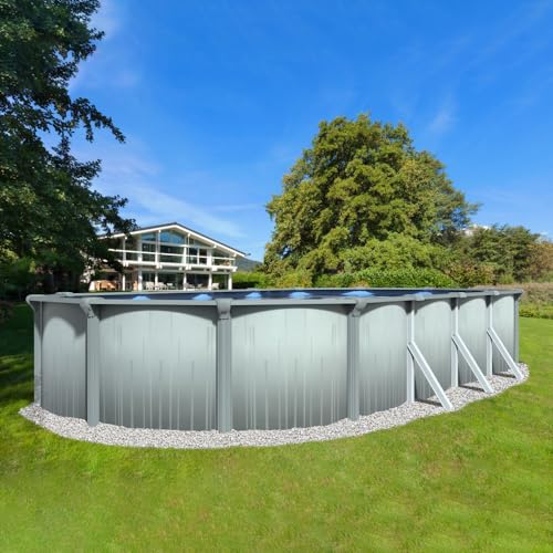 Lake Effect Pools Aqua Brook Oval Above-Ground Swimming Pool 18' x 33' with 25 Gauge Liner & Skimmer