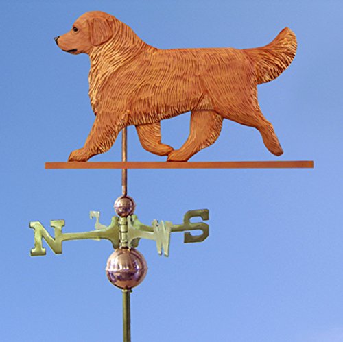 Golden Retriever Hand Carved & Painted Weathervane Dark 32 Inch