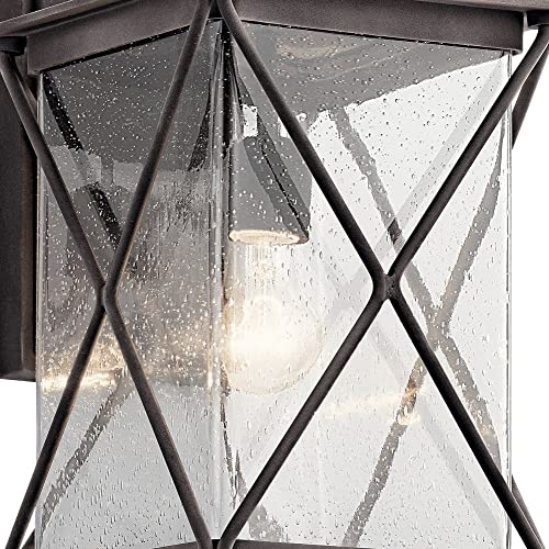 Kichler Argyle 15" LED Outdoor Wall Light with Clear Seeded Glass Weathered Zinc