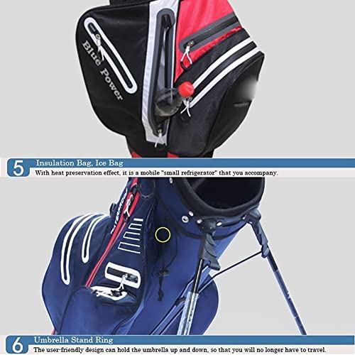 OEIPSMK Waterproof Durable Golf Stand Bag 6-Way Dividers 7 Pockets A