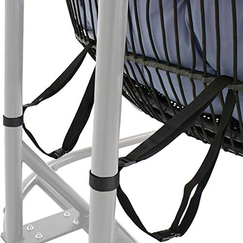 Sunnydaze Liza Loveseat Egg Chair with Gray Cushions - Black Wicker Frame - 550 lb Capacity - 43" Tall Grey