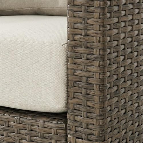 Home Square 2 Piece Outdoor Wicker High Back Loveseat Set Beige
