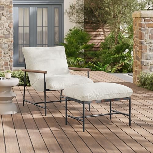 Modway Raya Outdoor Patio Sling Chair and Ottoman Set Ivory