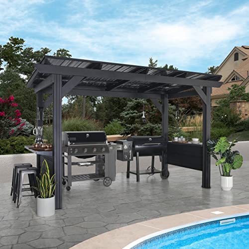 Backyard Discovery Rockport XL BBQ Grill Gazebo Pavilion with Hardtop Black