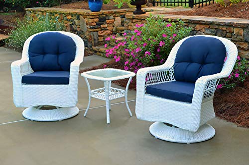 Tortuga Outdoor Biloxi 3 Piece Resin Wicker Bistro Set Coastal White