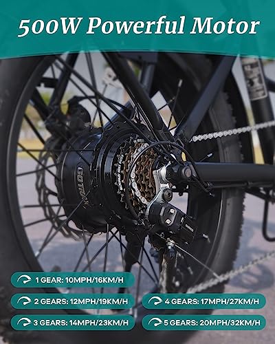 Gotrax F2 20" Folding Electric Bike Black Large