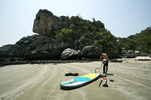 Blue Water Toys Portable Inflatable Stand Up Paddle Board Kit Turquoise/Yellow