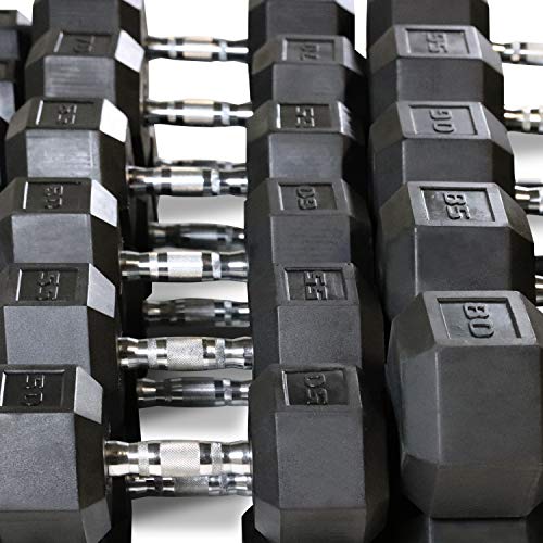 WF Athletic Supply Rubber Coated Hex Dumbbell Set - Multiple Choices Available - 5-100LB Dumbbells Only