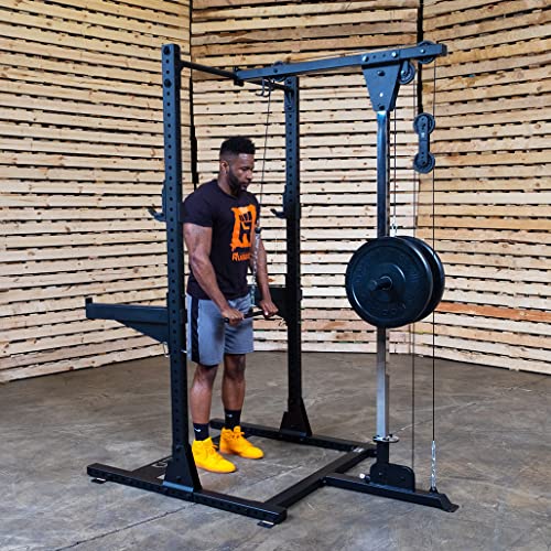 Rugged Strength & Fitness Half Rack with Lat Attachment Black