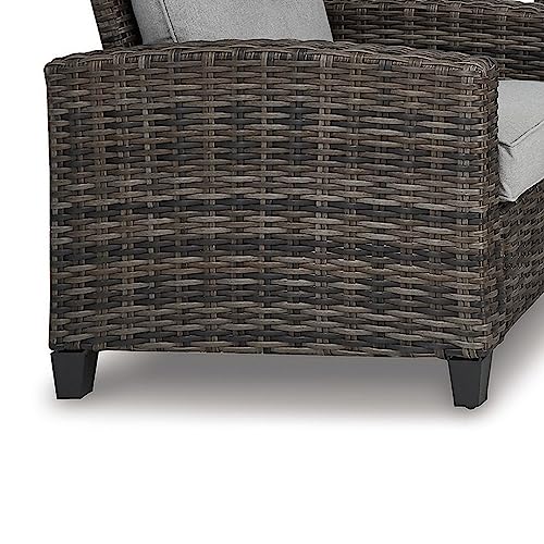 Benzara 4 Piece Outdoor Conversation Set Woven Resin Wicker Aluminum Frame Grey