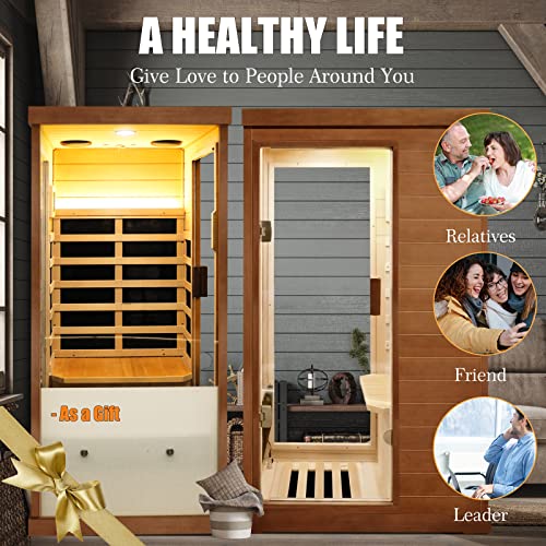Gxcevsou Far Infrared Sauna 1 Person Canadian Hemlock Natural