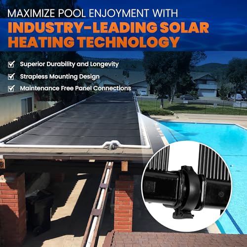 SolarPoolSupply DIY Solar Pool Heater Kit with High-Wind Security & Freeze Resistance, (8) 4'x7.5' Panels