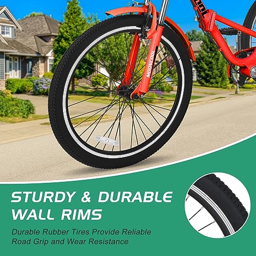 LILYPELLE Adult Folding Tricycle 7 Speed Red